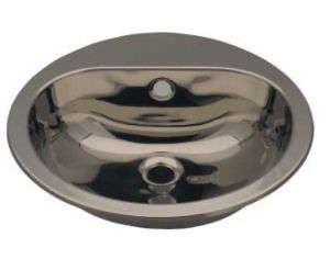 LX1240 Circular washbasin with tap hole in stainless steel 414x490x160 mm - SATIN-