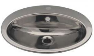 LX1260 Oval washbasin with tap hole in stainless steel 530x450x160 mm -SATINATO -