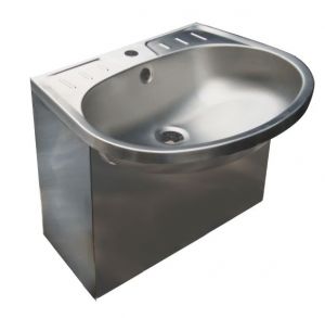 LX1420 Washbasin with sealed apron in stainless steel 550x450x425 - SATIN-