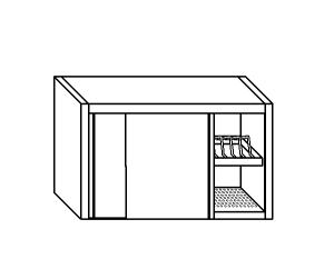 PE7028 Cabinet with sliding doors in stainless steel dish rack shelf L = 90cm